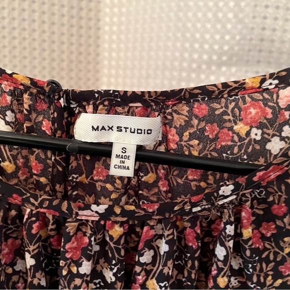 MAX Studio Floral 3/4 Ruched Sleeve Blouse SZ S - Picture 4 of 7